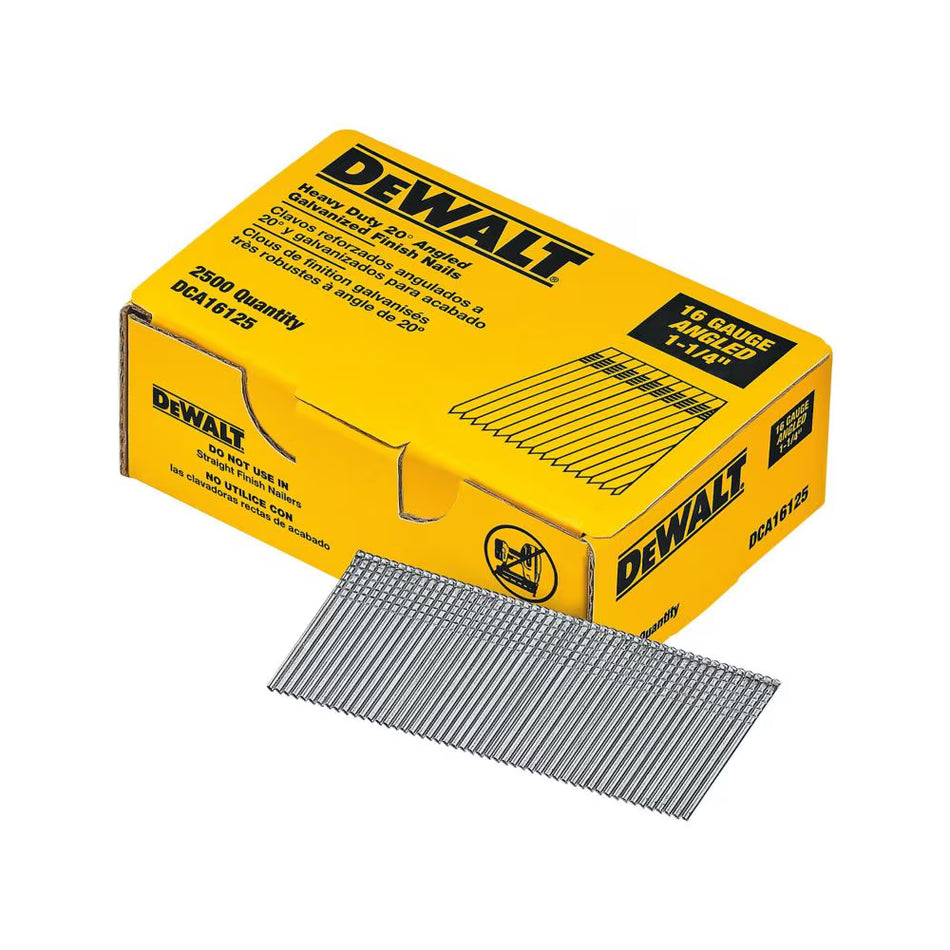 DEWALT DCA16125, 16 Gauge Angled Finish Nail 1-1/4''