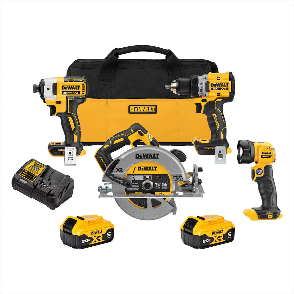 DEWALT DCK447P2, 20 Max XR 4-Tool Combo Kit (5.0AH)
