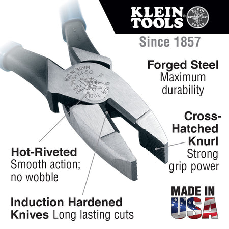 Klein Tools D2000-9NE, Lineman's Pliers, 9-Inch
