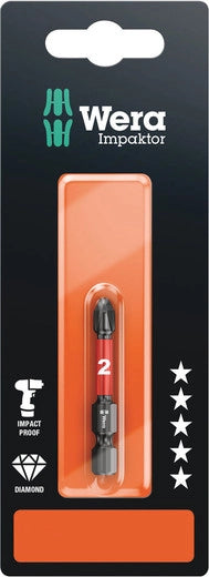 Wera 05073956001, 851/4 IMP DC SB IMPAKTOR BITS, PH 2 X 50 MM