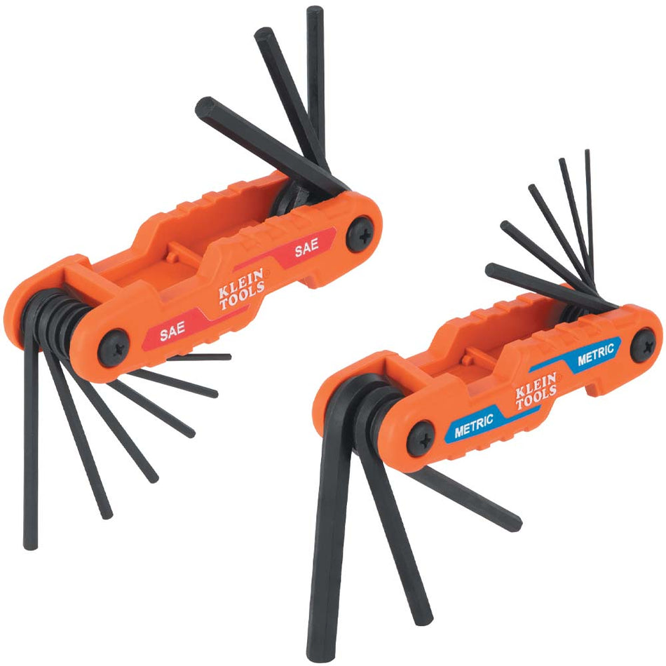 Klein Tools 70542, Compact Folding Hex Key Set, SAE and Metric