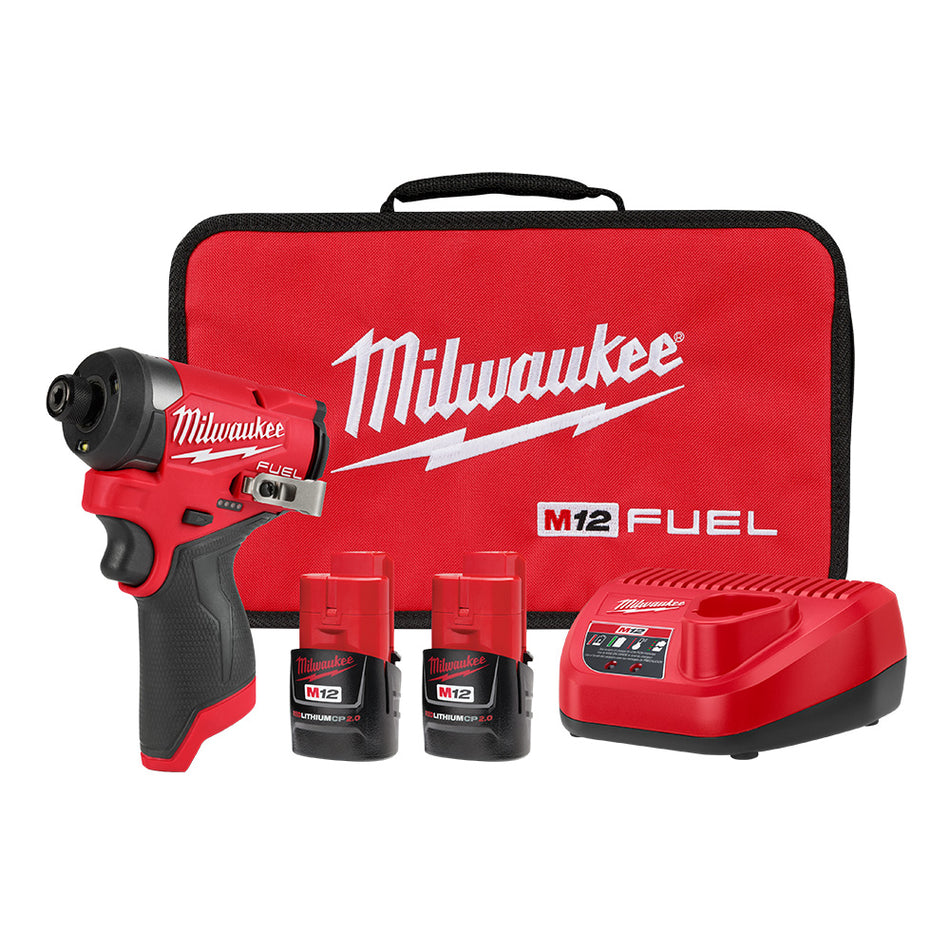 Milwaukee 3453-22, M12 FUEL™ 1/4" Hex Impact Driver Kit