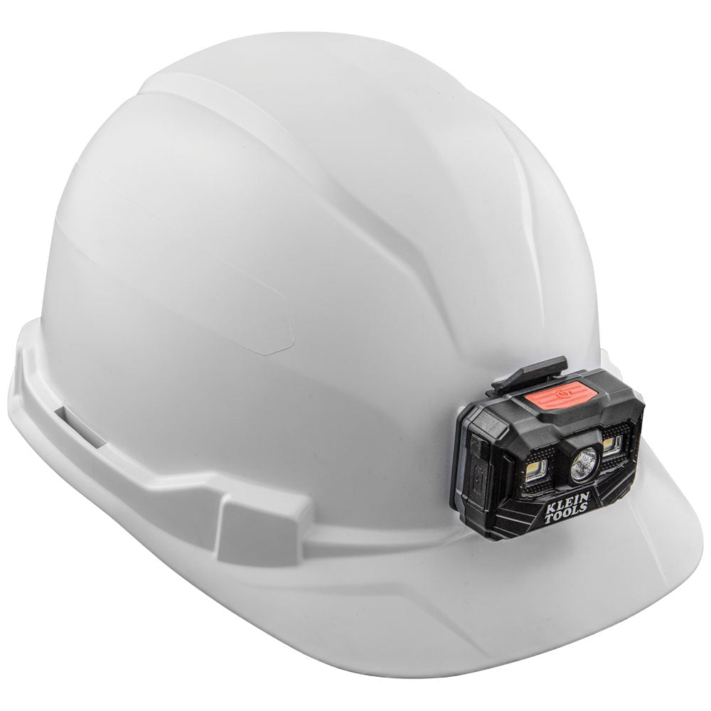 Klein Tools 60107RL, Hard Hat, Non-Vented, Cap Style with Rechargeable Headlamp, White