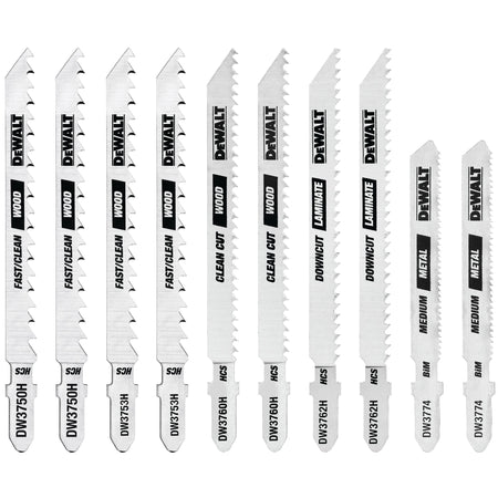 DEWALT DW3741C, 10 pc T-Shank Jig Saw Blade Set