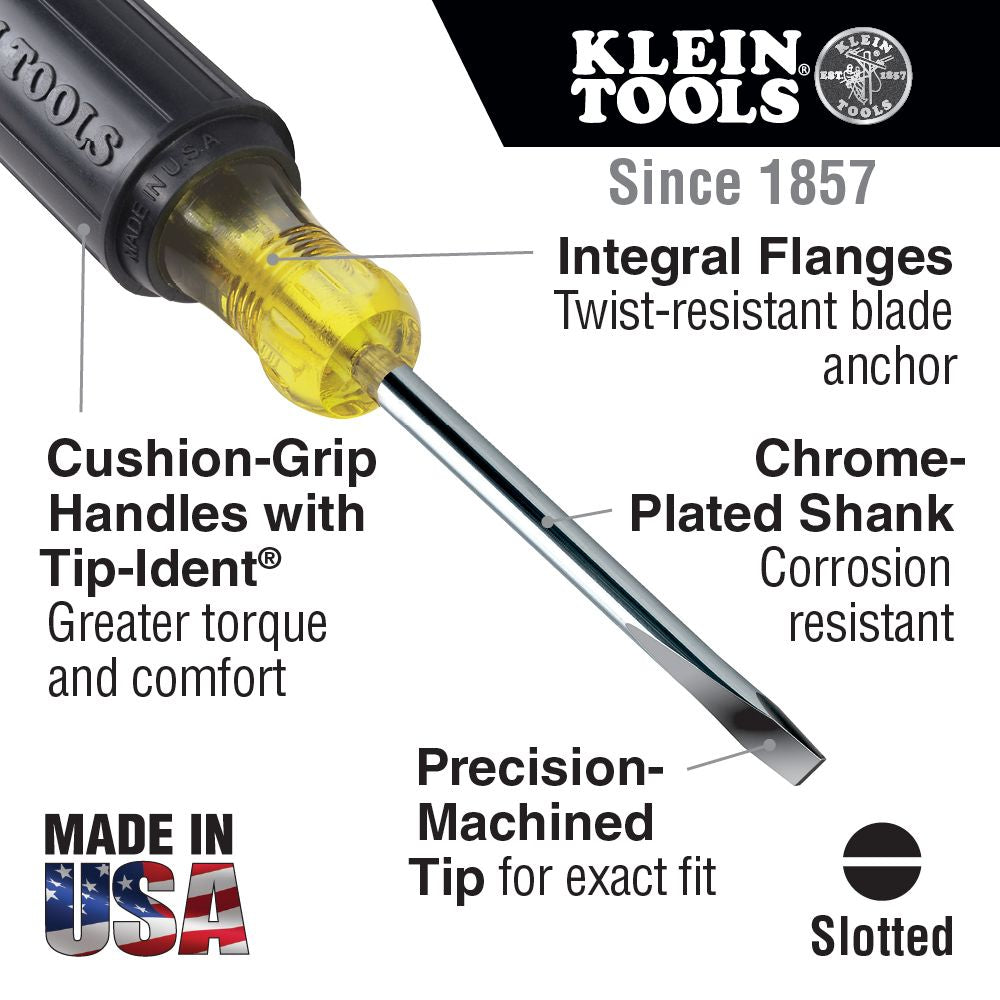 Klein Tools 602-6, 5/16-Inch Keystone Tip Screwdriver, Cushion Grip, 6-Inch