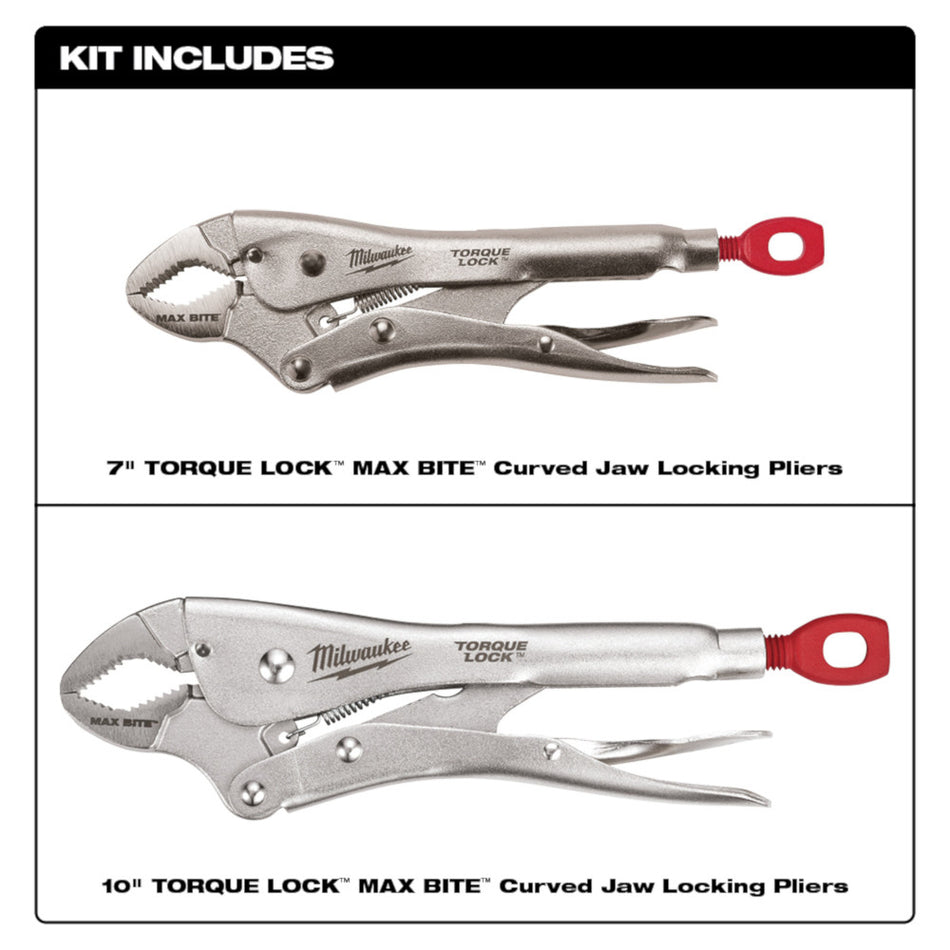 Milwaukee 48-22-3702, 2 Pc. 7" & 10" TORQUE LOCK™ MAXBITE™ LOCKING PLIERS SET