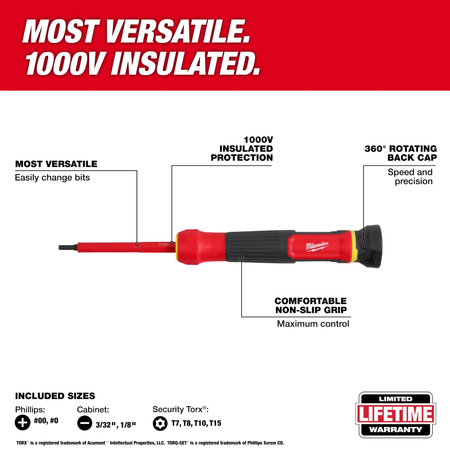 Milwaukee 48-22-2217, 8-in-1 1000V Insulated Precision Multi-Bit Screwdriver