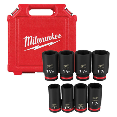 Milwaukee 49-66-7018, 3/4" Drive SHOCKWAVE Impact Duty SAE Deep 6 Point Socket Set - 8 Piece
