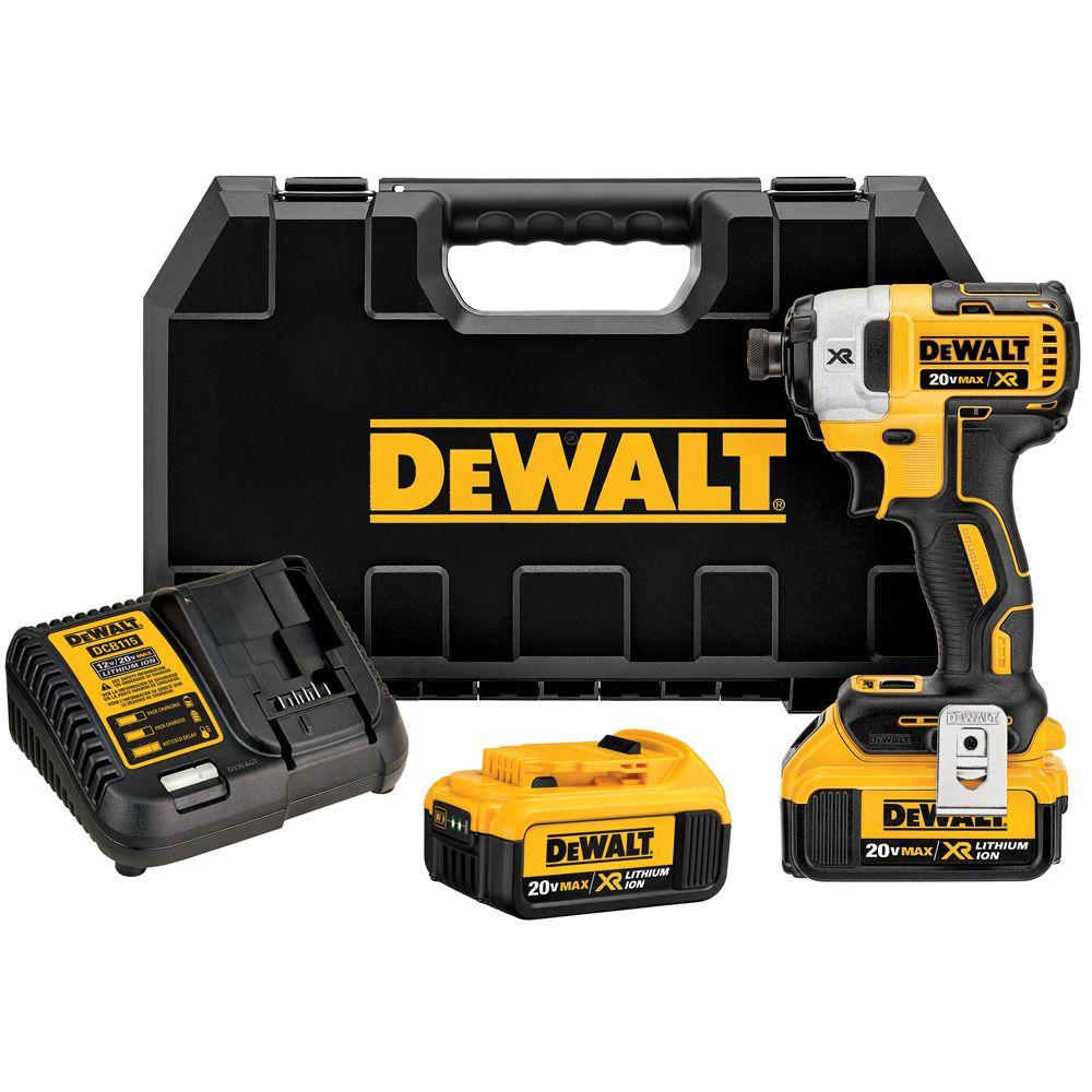DEWALT DCF887M2, 20V MAX XR Brushless 1/4'' 3-Speed Impact Driver Kit (4.0 Ah)