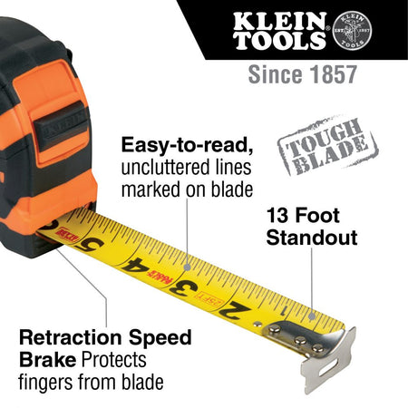 Klein Tools 9125, Tape Measure, 25-Foot Single-Hook