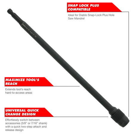 Diablo DXT1020, Universal Extension for Drills 1/4 X 12
