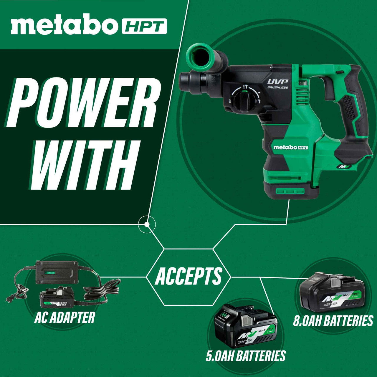 Metabo-HPT, DH3628DAQ4M 36V MultiVolt SDS Plus Rotary Hammer (Tool Only)