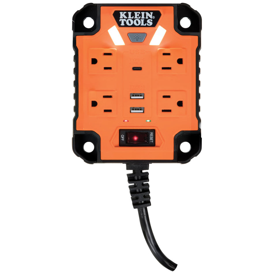 Klein Tools 29601, PowerBox 1, Magnetic Mounted Power Strip with Integrated LED Lights