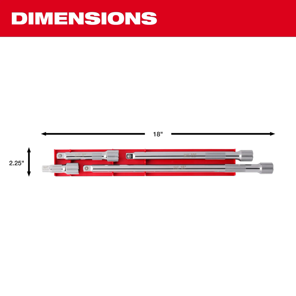 Milwaukee 48-22-9342, 4pc 1/2” Drive Socket Extension Set