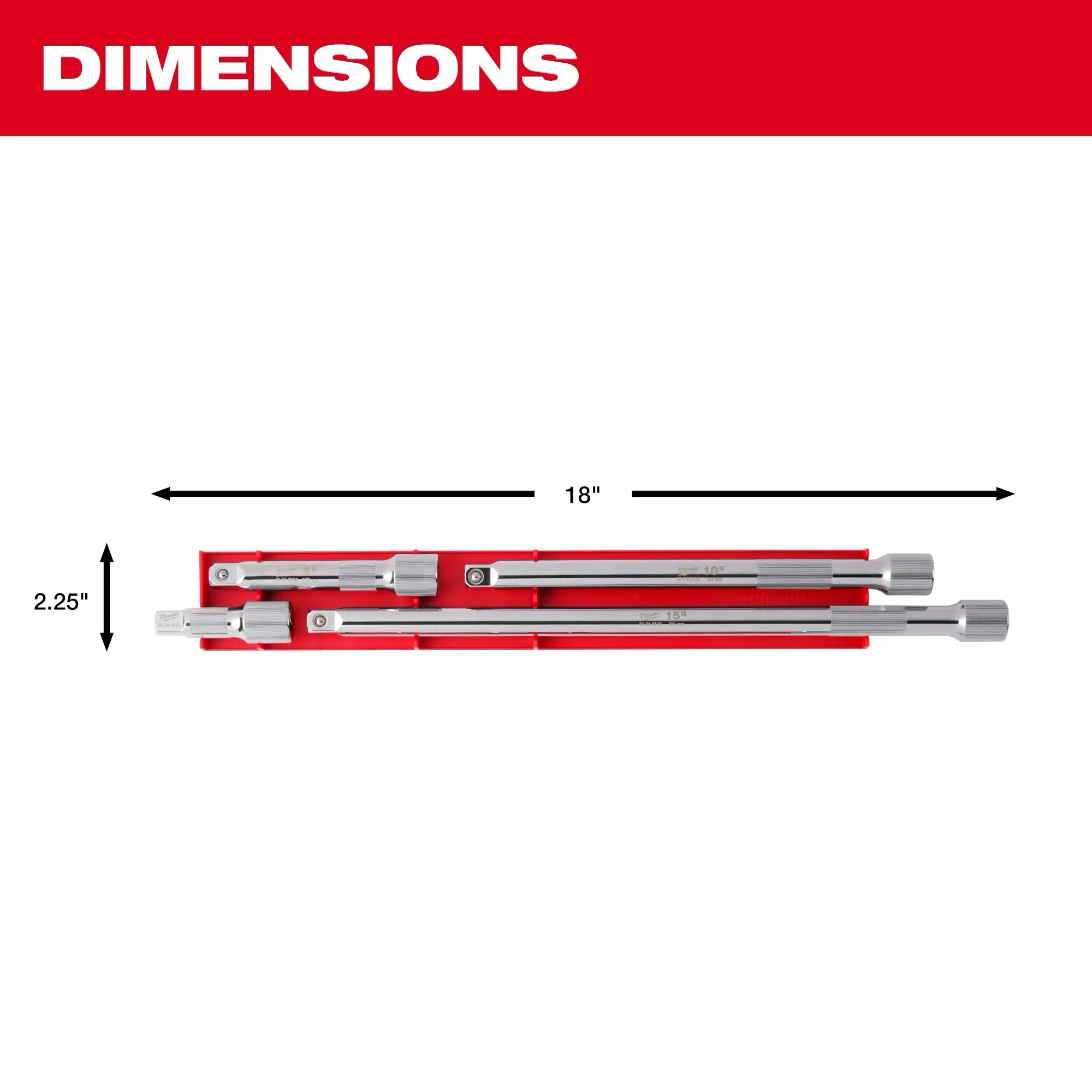 Milwaukee 48-22-9342, 4pc 1/2” Drive Socket Extension Set