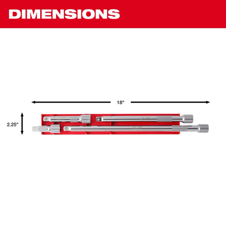 Milwaukee 48-22-9342, 4pc 1/2” Drive Socket Extension Set