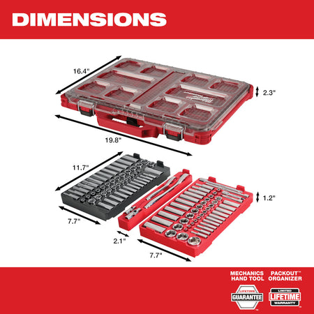 Milwaukee 48-22-9486, 1/4" & 3/8"  106 pc Ratchet and Socket Set in PACKOUT (SAE & Metric)
