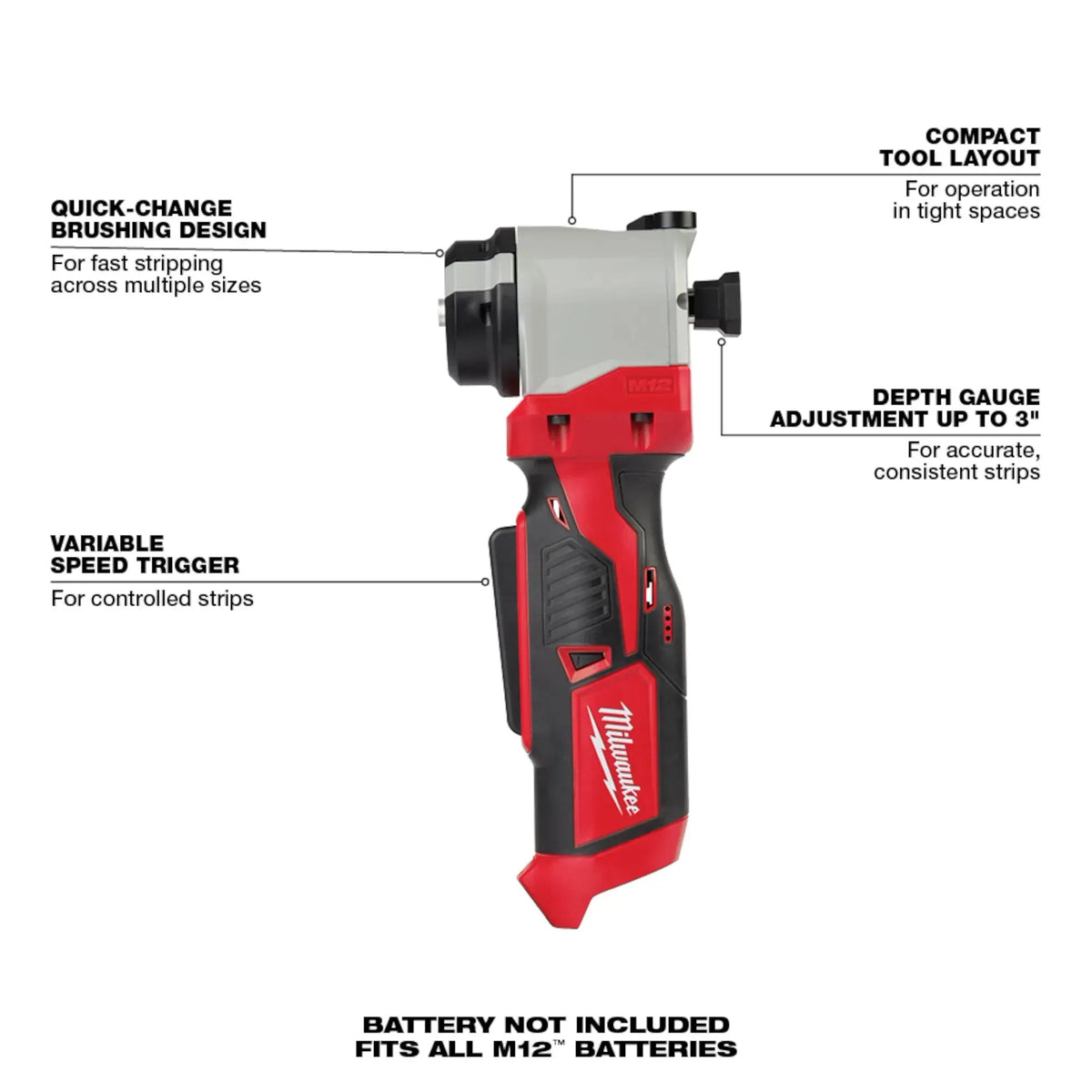 Milwaukee 2435-20, M12 Cable Stripper (Tool Only)