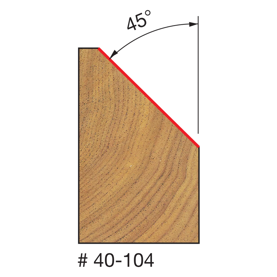 Freud 40-104, Carbide Router Bit - 1-11/32" x 2-3/16" Chamfer Bit (1/2" Carbide Height)