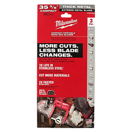 Milwaukee 48-39-0609, 35-3/8" 8/10 TPI Extreme Metal Band Saw Blade (3/pkg)