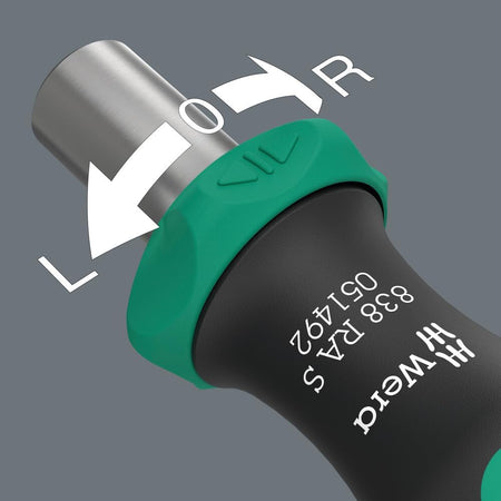 Wera 05051492001, 838 RA S Bitholding screwdriver with ratchet functionality, 1/4", 1/4" x 102 mm