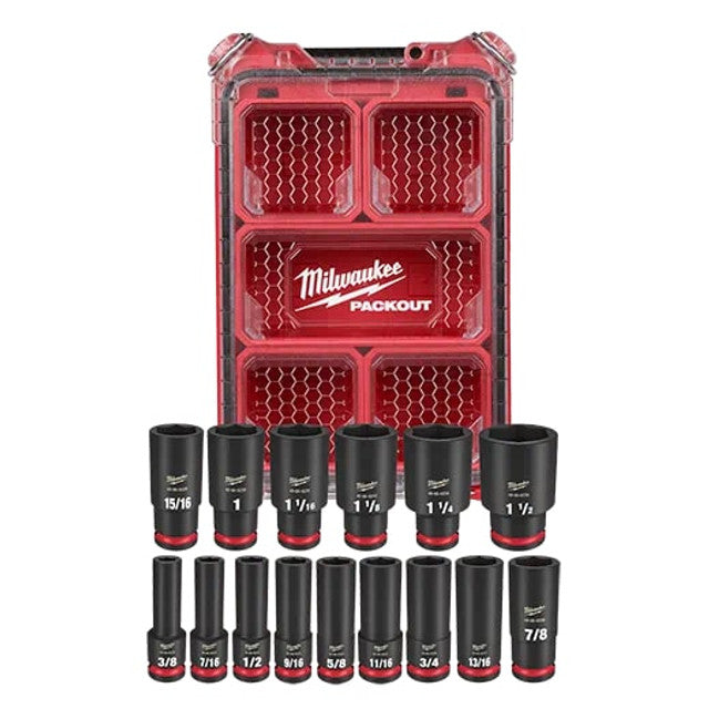 Milwaukee 49-66-6802, SHOCKWAVE Impact Duty™ Socket 1/2” Dr 15PC SAE PACKOUT Set
