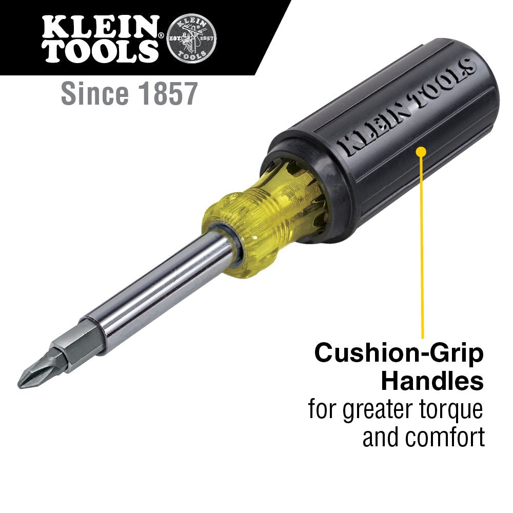 Klein Tools 32500, Multi-Bit Screwdriver / Nut Driver, 11-in-1, Ph, Sl, Sq, Torx Bits