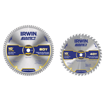 Irwin 140762PK, 10 In. MARATHON SAW Blade 40T W/ 80T 2 pk