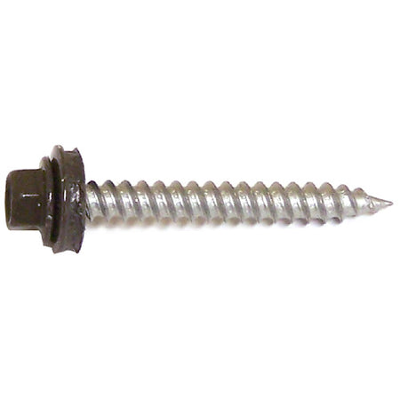 Reliable RSZ9112BRJ, Colored Roof Metal Screw, Hex Head with Steel and Neoprene Washer, Self-Tapping Thread, Type A Point, #9 X 1-1/2" Dark Brown (500pc/Jar)
