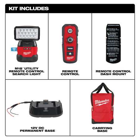 Milwaukee 2123-20, M18 Utility Remote Control Search Light w/ Portable Base