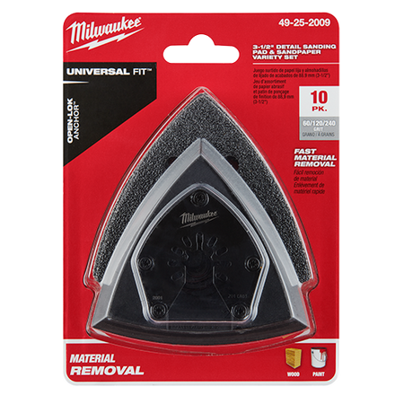 Milwaukee 49-25-2009, OPEN-LOK 3-1/2" SANDING PAD & PAPER VAR SET
