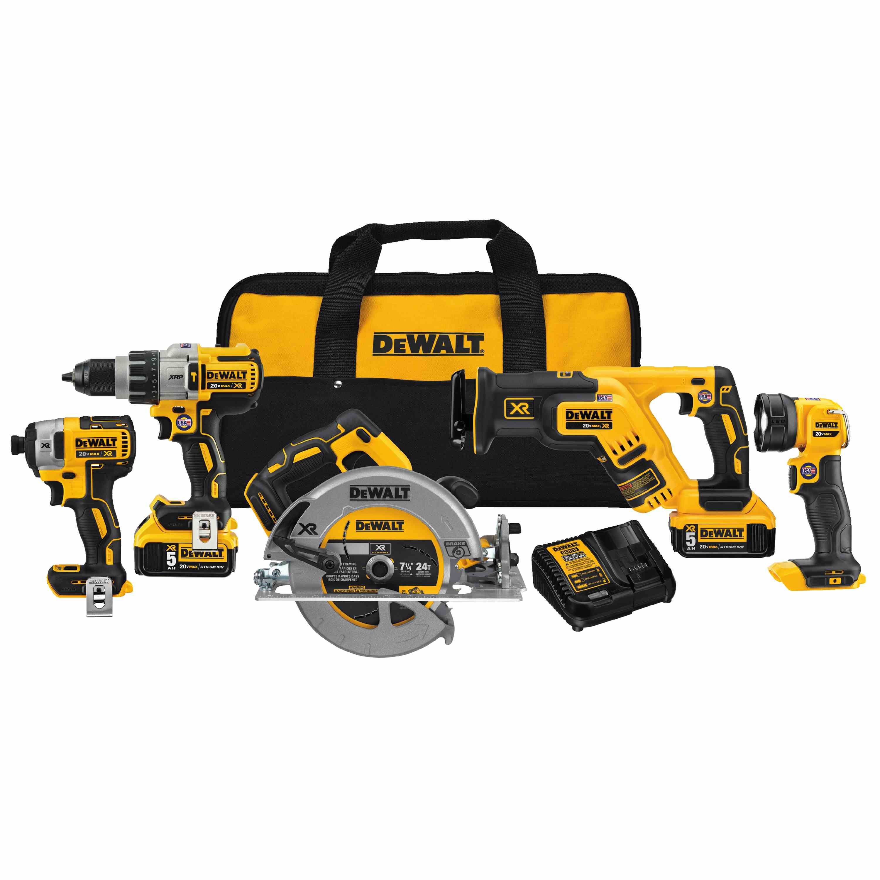 DEWALT DCK594P2, 20V MAX XR 5-Tool Combo Kit
