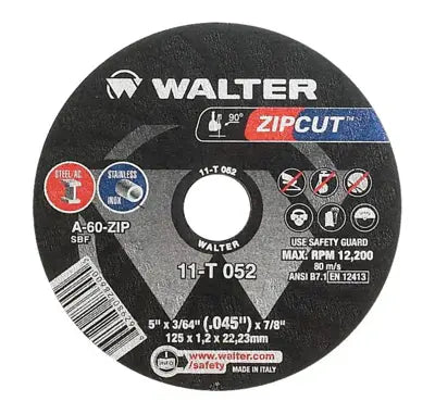 Walter 11T052, ZIPCUT 5X3/64X7/8'' T1 CUT-OFF WHEEL (25 PK)