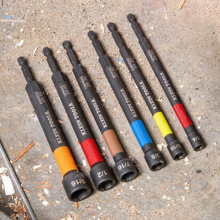 Klein Tools 32930, Magnetic Color-Coded Power Nut Setters, 6-Piece Set