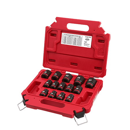 Milwaukee 49-66-7013, 1/2" Drive SHOCKWAVE Impact Duty Metric Standard 6 Point Socket Set - 14 Piece
