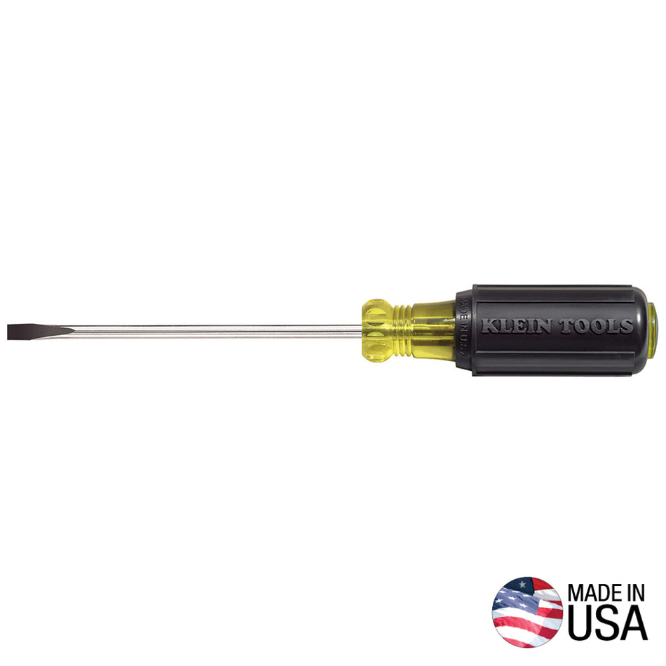 Klein Tools 601-4, 3/16-Inch Cabinet Tip Screwdriver 4" Round Shank