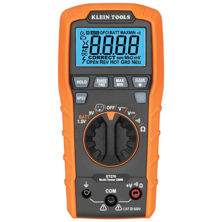 Klein Tools ET270, Digital Multi-Tester, Multimeter with Receptacle Tester