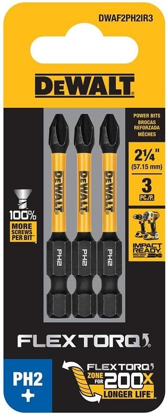 DEWALT DWAF2PH2IR3,  2.25IN PHILLIPS #2 FLEXTORQ 3PK