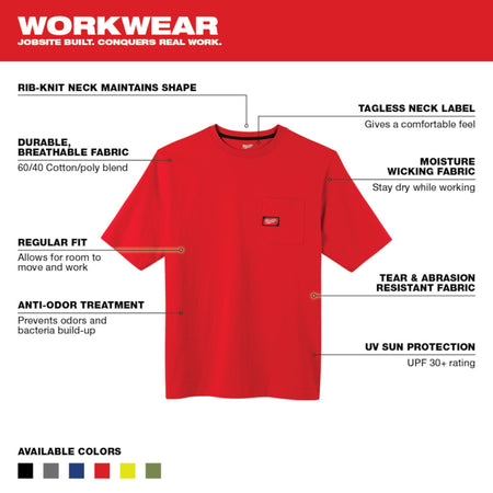Milwaukee 601R, HEAVY DUTY POCKET TEE SHIRT (RED)