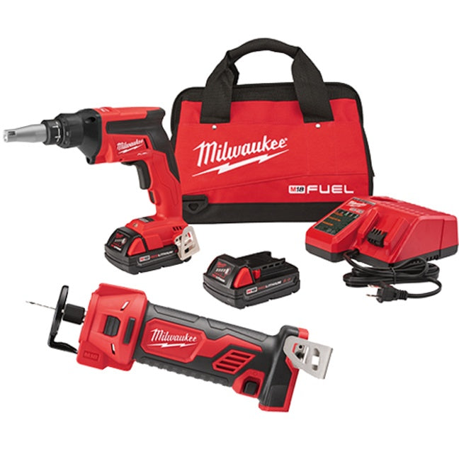 Fuel Drywall Router Milwaukee 2866-22CTP, M18 FUEL Drywall Screw Gun & Cut Out Tool Kit (2 ...