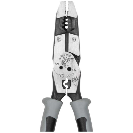 Klein Tools J2159CRTP, Hybrid Pliers with Crimper, Fish Tape Puller and Wire Stripper