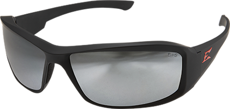 Edge Eyewear XB437, Brazeau Torque Matte Black Frame with Red E Logo / Silver Mirror Lens (Non-Polarized)