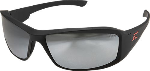 Edge Eyewear XB437, Brazeau Torque Matte Black Frame with Red E Logo / Silver Mirror Lens (Non-Polarized)