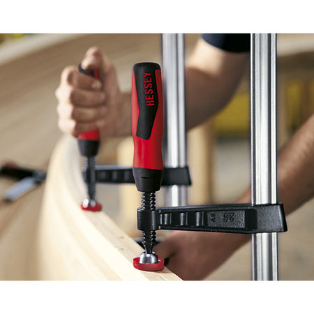 BESSEY TG4.008+2K, Clamp, woodworking, F-style, 2K handle, replaceable pads, 4 In. x 8 In., 880 lb