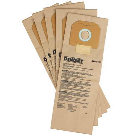 DEWALT DWV9401, Paper Bag (5 Pack) for DEWALT Dust Extractors
