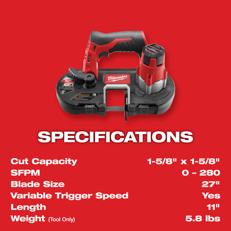 Milwaukee 2429-20, M12 Band Saw (Tool Only)