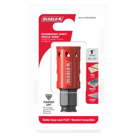 Diablo DHS1000DG, 1" Diamond-Grit Hole Saw for Tile, Stone and Glass