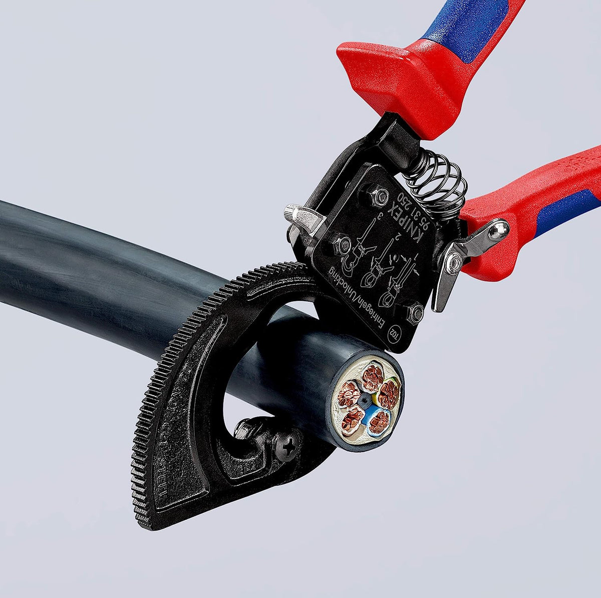 Knipex 95 31 250 SBA, Comfort Grip Ratcheting Type Cable Cutter
