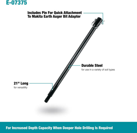 Makita E-07375,  Earth Auger Drill Bit 21" Extension Bar
