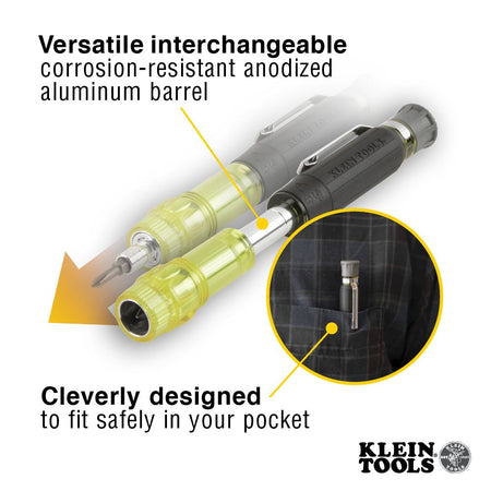 Klein Tools 32614, Multi-Bit Electronics Pocket Screwdriver, 4-in-1, Ph, Sl Bits